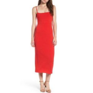 Leith Red Chinoise Midi Sheath Dress NWT Nordstrom Dress